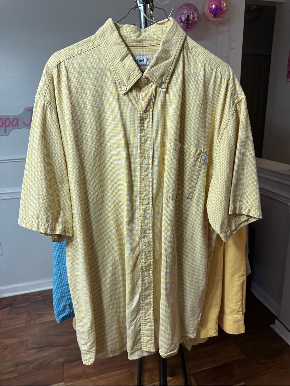 Carhartt Yellow Check Short-Sleeve Button-Down Shirt